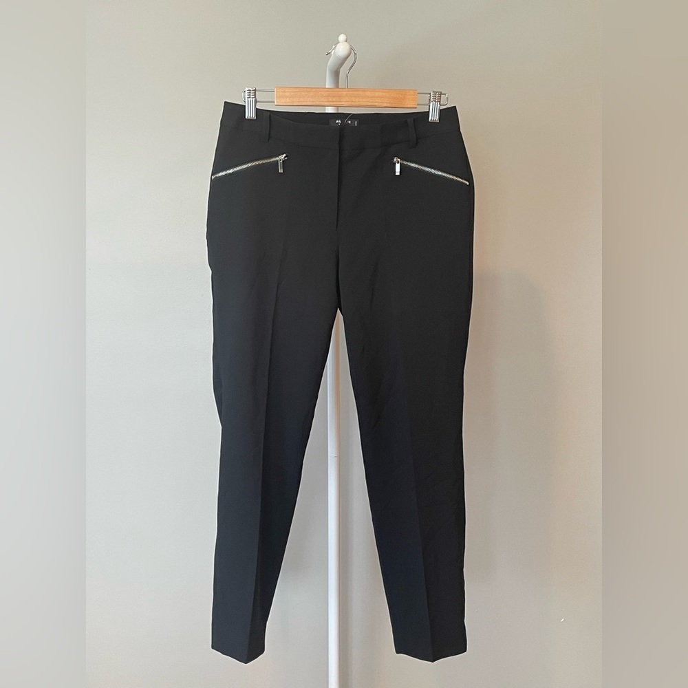 Premise Women's Black Cropped Dress Pants with Zipper Accents Size 6P